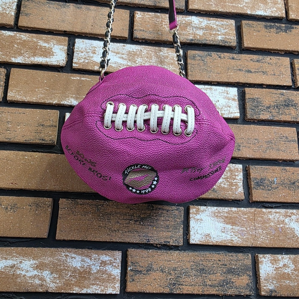 Betsey Johnson "What a Score" Pink Football Purse Cross Shoulder Bag FLAW